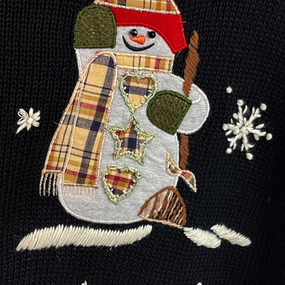 Through The Country Door Ugly Christmas Snowman Sweater XL Crewneck Black - Picture 7 of 9